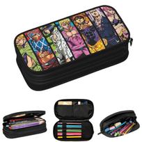 Jojo's Bizarre Adventure Logo Japan Anime Manga Pencil Cases for Students School Pen Box Pencil Bag Big Capacity Pencil Pouch 21x10.5x5cm beige