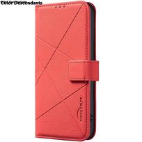 RFID odinis atverčiamas dėklas Xiaomi Poco F7 5G 2025, prabangus dangtelis, magnetinė piniginė, telefono korpusas Poco X7 Pro M7 X6 M6 F6 X5, knyga Funda Poco F7 5G raudona