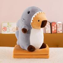 New shark turned capybara air conditioner blanket plush toy kapibara doll throw pillow 45cm ruda
