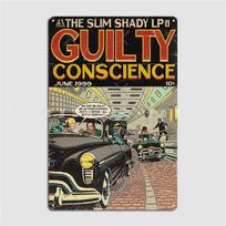 Eminem Dre Guilty Conscience Comic Book Parody Metal Plaque Poster Decoration Club Bar Wall Pub Plaques Tin Sign Posters 20x30cm（7.8x11.8inch） gray