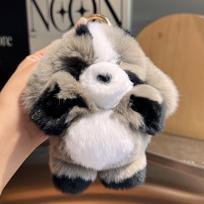 Fashion New Real Rabbit Fur Dog Doll Pendant Cute Dog Keychain Toys Keyring Handbag Charm Ornament Plush Jewelry Gifts white
