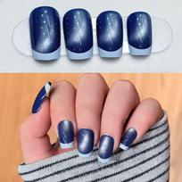 24-Piece Autumn/Winter Multi-Color Glass Bead Whitening Press-On Nail Stickers gray