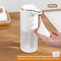 Automatinis muilo dozatorius bekontaktis putojantis muilo dozatorius 380 ml USB įkraunamas elektrinis 4 lygių reguliuojamas putplasčio muilo dozatorius white