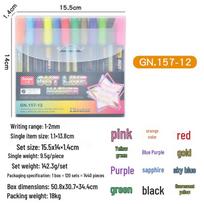 Guang Na 157 Double-Line Metallic Glitter Marker Set - 24 Colors Round Tip gray