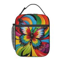 Vibrant Graffiti Butterfly Design Insulated Lunch Bag for Women Kids Leakproof Food Boxes Thermal Lunch Box Tote One Size black