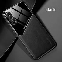 For Samsung Galaxy S25 S24 S23 Plus Cover TPU Leather Car Magnetic Holder Galaxy S22 S21 S20 Ultra FE S10 Plus Case Frame Coqu Galaxy S23 Plus black