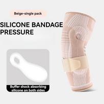1Pcs Elbow Pads Silicone Compression Elbow Protection Sports Injuries 3D Knit Adjustable Elbow Support Tennis Basketball Unisex L beige