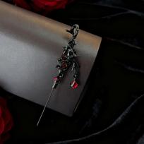Dark Red Rose Crow Earrings Gothic Irregular Black Bird Cross Star Ear Studs Jewelry for Women Girls black
