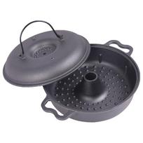 Cast Iron Roasted Sweet Potato Pan with Lid Garlic Roaster Garlic Baker Baking Pan for Picnic Camping Patio gray