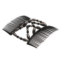 Ladies Women Handmade Bun Maker Elastic Hairpin Beaded Hair Clip Double Comb Magic Hair Comb juoda