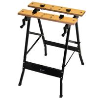 4-in-1 Darbo stalas, sulankstomas spaustuvų stalas su 4 reguliuojamais spaustuvų kaiščiais „pasidaryk pats“ namų garažui, juodas 62.5 x 60.5 x 78.5 cm