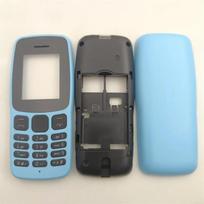 Pilnas komplektas mobiliojo telefono korpuso dangtelis su anglišku klaviatūros rinkiniu Nokia 106 2018 atsarginėms dalims black