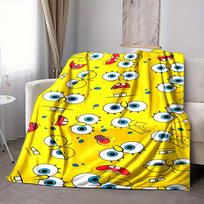 1 vnt. SpongeBob išraiškų flanelinis pledas, minkštas, draugiškas odai, su skaitmenine spauda, įvairių dydžių, skirtas šeimai, draugams, gimtadieniui 80x120cm yellow