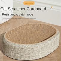 cat scratching board Corrugated Oval Pet Sleeping Mat Wear-Resistant Integrated Claw Grinding Cat Bed Nest For Indoor Cats CN beige