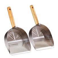 Stainless Steel Cat Litter Scoop for Tofu Litter - Fine Holes, Large Size, Metal Pooper Scooper Stainless Steel Slotted Cat Litter Scoop gray