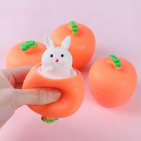 Carrot Cute Rabbit Squishy Toy, Hidden Bunny Pop-Up Squeeze Ball, Funny Stress Relief Toy United States red