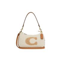 COACH Teri 24 plush velvet zipper closure, sheepskin and cow leather armpit bag, hand-held shoulder bag, women's style ruda