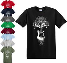 26 TREE OF GUITARS T-SHIRT Acoustic Guitar Tree of Life Rock Peace Bass Music Top Unisex T-Shirt S įvairiaspalvis