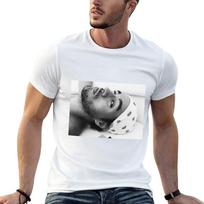 Enrique Iglesias Black and White Selfie T-Shirt Basic Casual Short Sleeve Cotton Shirt XS white