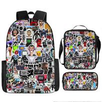 Luxury Novelty Peculiar Cool skibidi toilet 3D Print 3pcs/Set pupil School Bags Laptop Daypack Backpack Lunch bag Pencil Case gray
