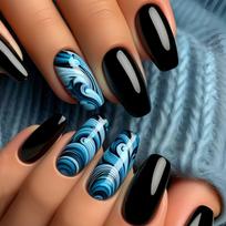 24 Pcs Green Lightning Stripe Smudge Press On Nails Mid Length Square Fake Nails Fashion Full Cover Nail Art Tips brown