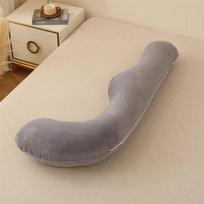J Shaped Pregnancy Support Pillow Maternity Side Sleeping Body Pillow Detachable Washable Pregnant Women Waist Belly Support Cushion pilka spalva