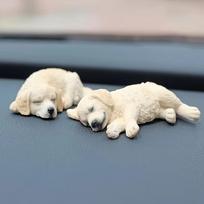 Sleeping Dog Toy Figure Home Decor Golden Retriever Model Dog Car Ornaments  Dashboard Tabletop 1pair white black