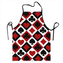 Casino Theme Apron With Playing Card Pattern Red Black And White Design For Cooking Or Party Wear 38x47cm black