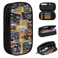 Classic Monster Jam Pattern Pencil Case for Students School Pen Box Pencil Bag Stationery Supplies Pen Holder Bag 21x10.5x5cm gray