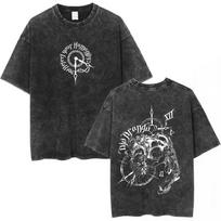 Men Women Vintage Washed Jojo Graphic T‑Shirt Black Cotton Casual Oversized Streetwear Short Sleeve Manga Retro Tee Tops L black