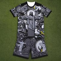 2 dalių Brazilijos Specialusis Leidimas Jėzus Futbolo Marškinėliai Greitai Džiūstantis Kvėpuojantis Treniruočių Viršus Lauko Rinkiniai Suaugusiems ir Vaikams 130