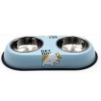 Master Pet Supply Dvigubas šunų dubenėlių rinkinys su paaukštintu pagrindu ir 2 (8 uncijos) Nerūdijančio plieno nuimami indai (Ledyno mėlyna) one size mėlyna