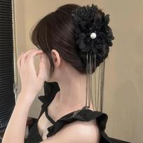 1PC Flower Tassel Grab Clip Female High Sense, Temperament Versatile Hairpin Back Head Shark Clip Headdress juoda