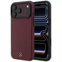 Mercedes Leather Semi Wrap Iconic Line MagSafe case for iPhone 18 Pro Max / 17 Pro Max - burgundy