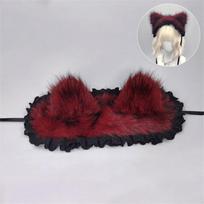 6 Styles Goth Punk Cat Ear Headband With Metal Chain Plush Furry Hair Band Y2K Baddie Rock Hair Accessory For Concerts 1 pc brown