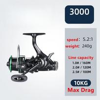 New Dual Brake Fishing Reel 20kg Max Drag Speed Ratio 5.2:1 14+1BB All Metal Wire Cup Spinning Wheel Spinning Reel Waterproof and Corrosion Resistant 3000 Series white