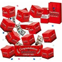 Graduation Theme Graduation Explosion Box Wrapping Card Cash Gift Box  Money Gift Red-6Pcs
