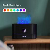 3D Simulation Seven-Color Flame Aroma Diffuser: Home and Office Air Humidifier black