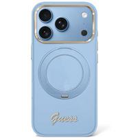 GUESS IML Ring Stand 360 Script Metal Logo MagSafe Case for iPhone 17 Pro Max / 18 Pro Max - Light Blue