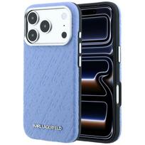 Karl Lagerfeld Grained Allover Logo Metal Elongated MagSafe Case for iPhone 17 Pro Max / 18 Pro Max - Blue
