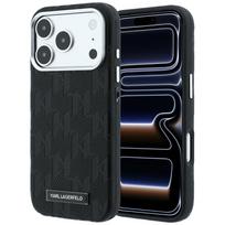 Karl Lagerfeld Grained Mono Resin Logo MagSafe Case for iPhone 17 Pro Max / 18 Pro Max - Black