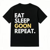 Gooner Funny Gooning Meme Eat Sleep Goon T-Shirt Made in USA Knit Cotton S gray