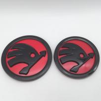 2pcs 90mm 80mm for SKODA Car Front Grille Head Hood Bonnet Emblem Rear Tail Bumper Trunk Sticker Badge Styling Accessories flzk64 1x80mm 1x90mm raudona