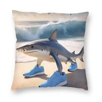 Italian Brainrot Tralalero Tralala Square Pillowcase Polyester Linen Velvet Pattern Zip Decor Pillow Case Home Cushion Cover 30cmx30cm(12x12Inch) gray