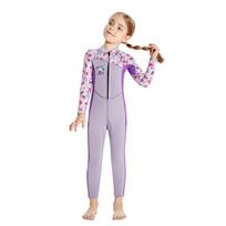 2.5mm Kids Full Wetsuit Snorkeling Surfing Swimming UV Protection Warm Dive Suit Girls Long Sleeve Kids Size S 4-5Y gray
