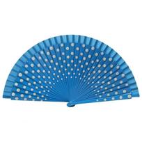 Vintage Wood Flamenco Fan Dots Pattern Classical Folding Fan Decorative Handheld Spanish Fan Wedding Decorations mėlyna