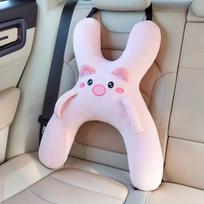 Car Cute Cartoon Pillow Car Mounted Child Sleeping Pillow Car Removable Comfortable Breathable Headrest Lumbar Support rožinė