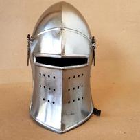 Viduramžių riterio barbuta šalmas iš švelnaus plieno barbuta su snapeliu karys LARP Cosplay Helovinas sidabrinis šalmas white