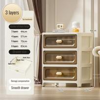 Home Storage Cabinet Bedside Table Stackable Plastic Cabinet Multi-layer Drawer Foldable Organizer Snack Toys Chest of Drawers white