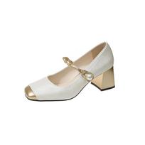 Naujos Mados Elegantiški Seklių Kvadratinių Pirštų Moteriški Batai Kvadratiniu Kulnu Dėvėjimui Atsparūs Moteriški Mary Jane Batai Zapatos Para Mujeres 34 beige